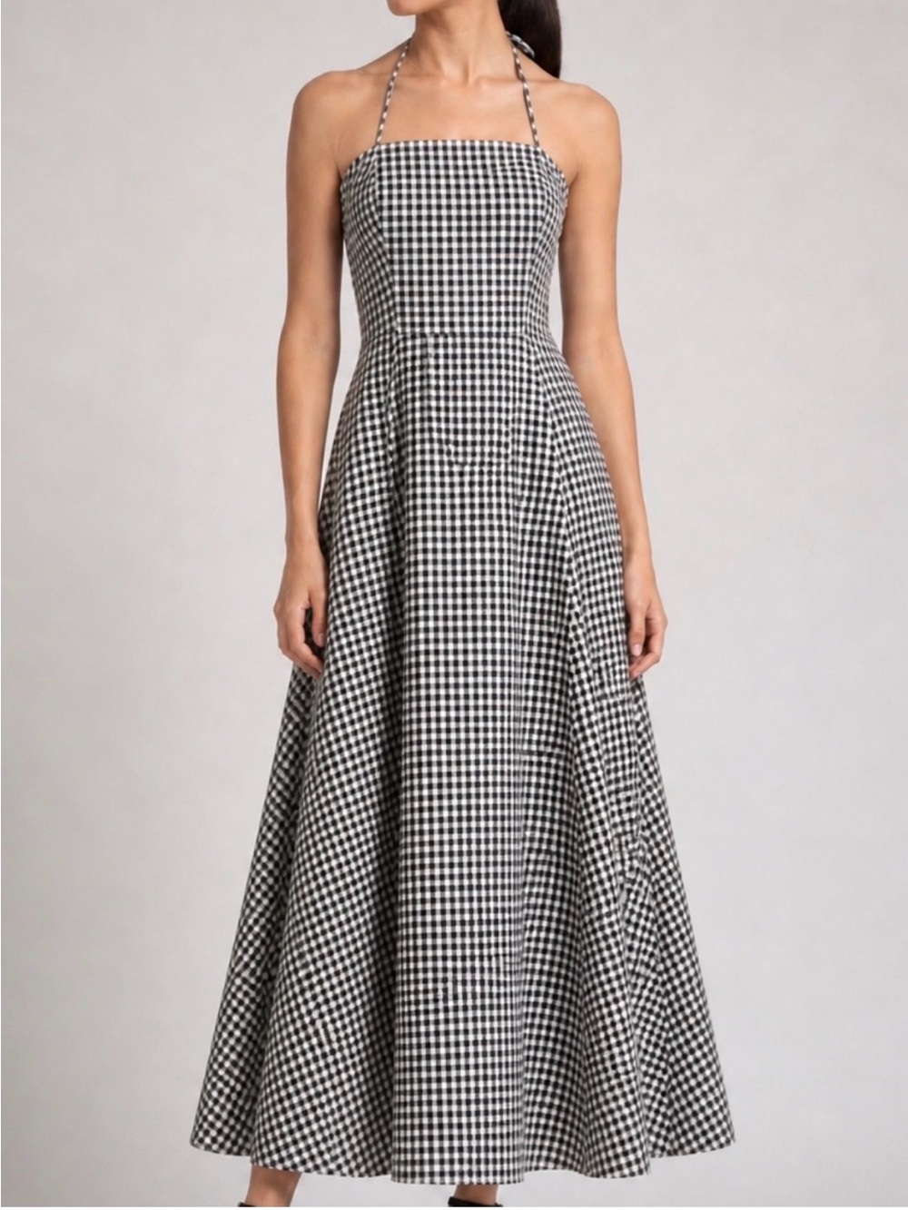 Gianni Bini Black & White Gingham Maxi Dress with Spaghetti Straps size 4